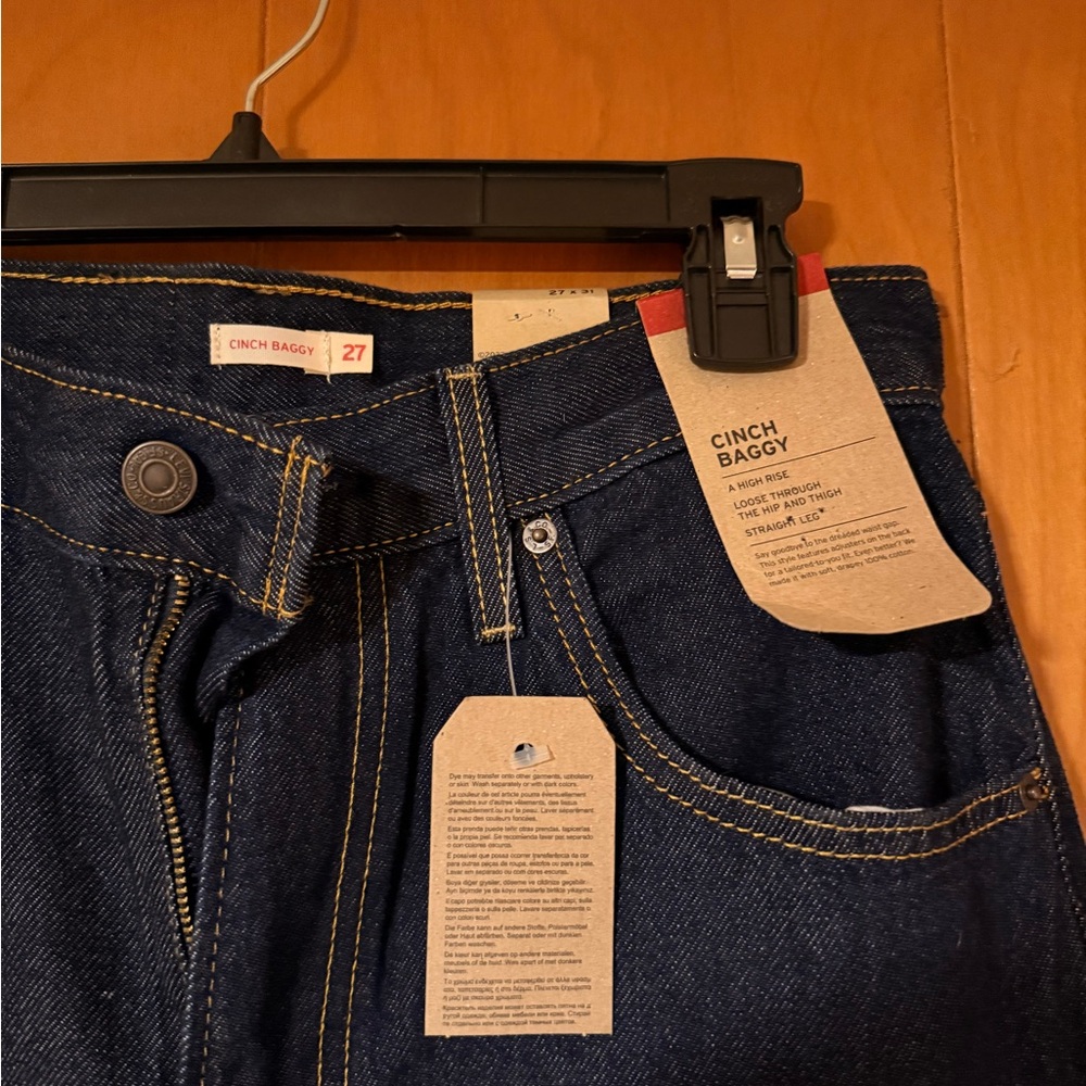 Levi's Cinch Baggy Dark Blue Wide Leg Jeans - Picture 3 of 5